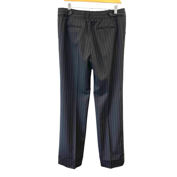BCBGMaxAzria Black/Purple Pinstripe Wool Blend Cuffed Straight Leg Pant (8/10) - Picture 4 of 14